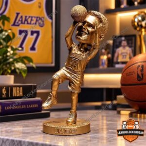 Los Angeles Lakers Luka Doncic Bobblehead Figure Giveaway 2026 - front three-quarter view on labeled display