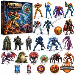 Metroid 40th Anniversary 1986-2026 Advent Calendar - illustrated front box with Samus and space artwork