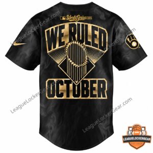 Milwaukee Brewers 2026 World Series Champions Baseball Jersey - full back view with gold lettering