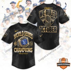 Milwaukee Brewers 2026 World Series Champions Baseball Jersey - front and back views