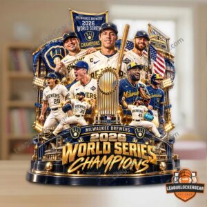 Milwaukee Brewers 2026 World Series Champions Custom Shape Acrylic Plaque - angled display view