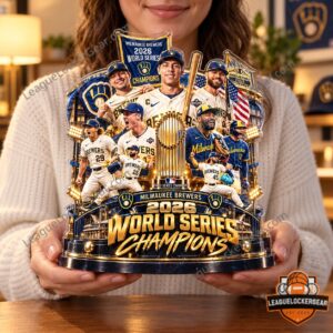 Milwaukee Brewers 2026 World Series Champions Custom Shape Acrylic Plaque - held front view