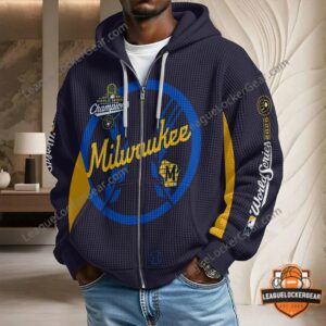 Milwaukee Brewers 2026 World Series Champions Waffle Hoodie - front view showing chest graphics