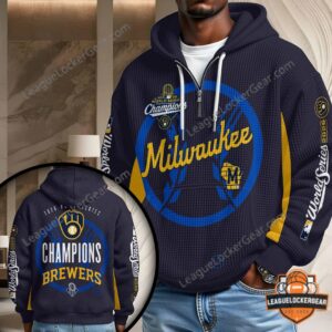 Milwaukee Brewers 2026 World Series Champions Waffle Hoodie - front three-quarter view