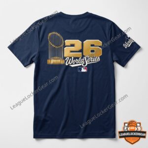 Back of the Brewers T-shirt with a gold trophy and 26 numerals