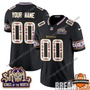 Minnesota Vikings Latino Heritage Month Football Jersey - patterned sleeve and chest details