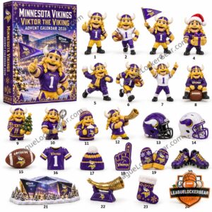 Minnesota Vikings Viktor the Viking Advent Calendar 2026 - front box and numbered holiday figures