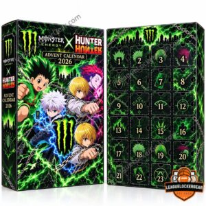 Monster Energy x Hunter x Hunter 2026 Advent Calendar - box front beside numbered windows