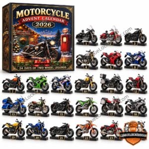 Motorcycle 2026 Advent Calendar - box and numbered motorcycle lineup