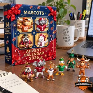 NCAA College Football Mascots 2026 Advent Calendar - box on a desk with mascots in front