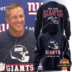 New York Giants Football Helmet Graphic Sweatshirt - front and back views with helmet graphics