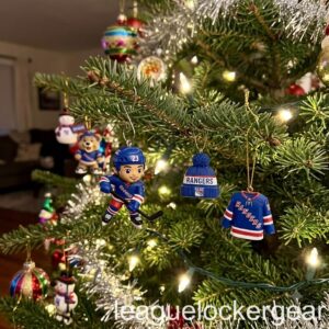 New York Rangers Christmas 2026 Advent Calendar - player, beanie and jersey ornaments on a tree
