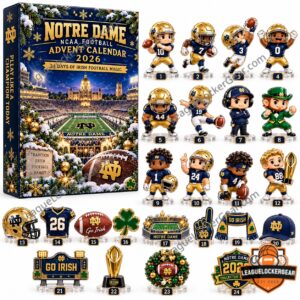 Notre Dame Fighting Irish Football 2026 Advent Calendar - box with the full lineup of player and team designs