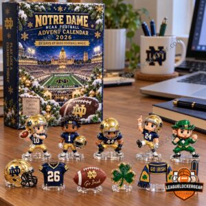 Notre Dame Fighting Irish Football 2026 Advent Calendar - box on a desk with figures in front