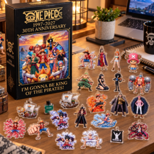 One Piece 30th Anniversary Advent Calendar - box on a desk with character pieces spread out