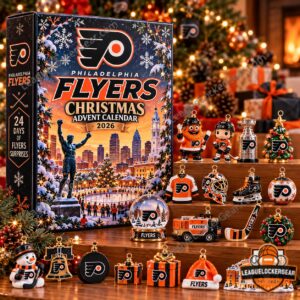 Philadelphia Flyers 2026 Christmas Advent Calendar - front box with holiday collectibles
