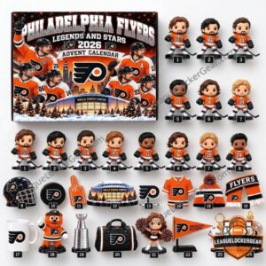 Philadelphia Flyers Legends and Stars 2026 Advent Calendar - box and numbered collectibles displayed