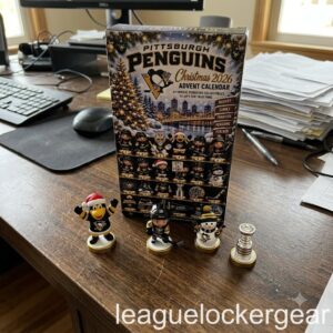 Pittsburgh Penguins Christmas 2026 Advent Calendar - box on a desk with Iceburgh, a snowman and the Cup