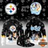 Pittsburgh Steelers Bluey 2026 Crossover Hoodie - front and back hoodie views with matching patterned cap