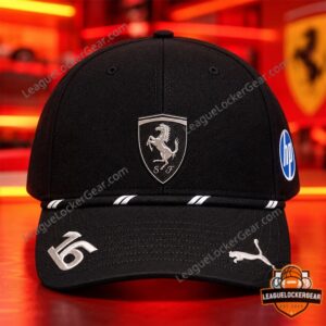 Scuderia Ferrari Singapore Hat Charles Leclerc Cap - front view with Ferrari shield and logos