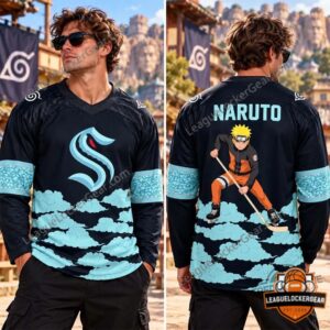 Man wearing the Kraken Naruto jersey, front and back