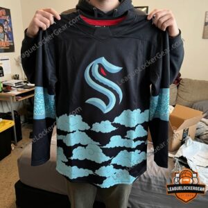 Kraken Naruto hockey jersey held up after unboxing