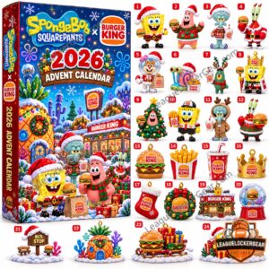 SpongeBob SquarePants x Burger King 2026 Christmas Advent Calendar - front view with numbered character