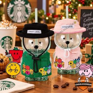 Starbucks Mr. Men Little Miss Bearista Glass Cold Cup Tumbler - front view
