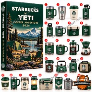 Starbucks x YETI Coffee Adventure 2026 Advent Calendar - box and numbered contents display