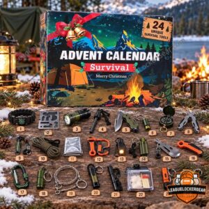 Survival Tools 24-Day Christmas Advent Calendar - front box with 24 numbered survival tools