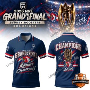 Sydney Roosters 2026 NRL Grand Final Champions Polo - front and back views