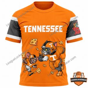 Tennessee Volunteers Tom and Jerry Graphic T-Shirt - front graphic with football characters