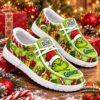 The Grinch Christmas Mischief Loafer Shoes - paired front and side view with holiday pattern